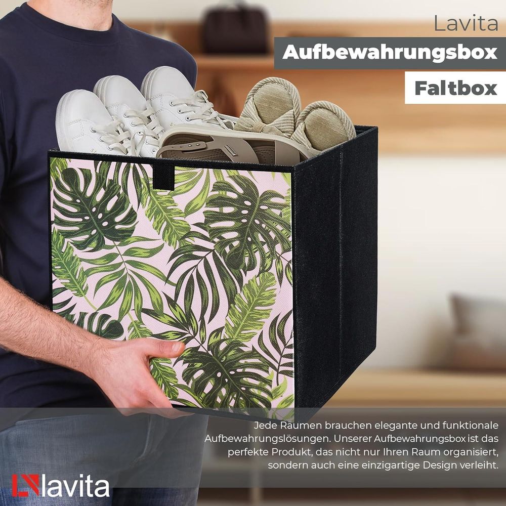 Lavita Storage Box | faltbare Aufbewahrung Boxen 31 x 31 x 31 cm | Schubladen-Organizer Box| Ordnungssysteme für Kleidung | Kleideraufbewahrung & Organisation | Blätter | 6 stück