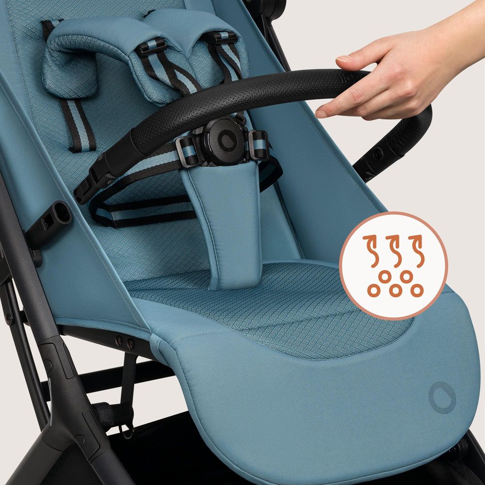 Lionelo Sia Buggy ultraleicht 5,9 kg, kompakt klappbar 18x51x49 cm, Einhand-Faltung, UPF50+, ER-Räder, Dri-Seat, Zubehör-Set - Blau