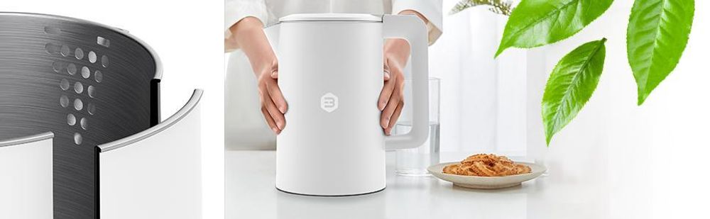 Balter Wasserkocher Edelstahl 1,7L, 2200W, BPA-frei, LED-Beleuchtung, Doppelwand, Teekessel mit Abschaltautomatik, Trockenlaufschutz, Weiß
