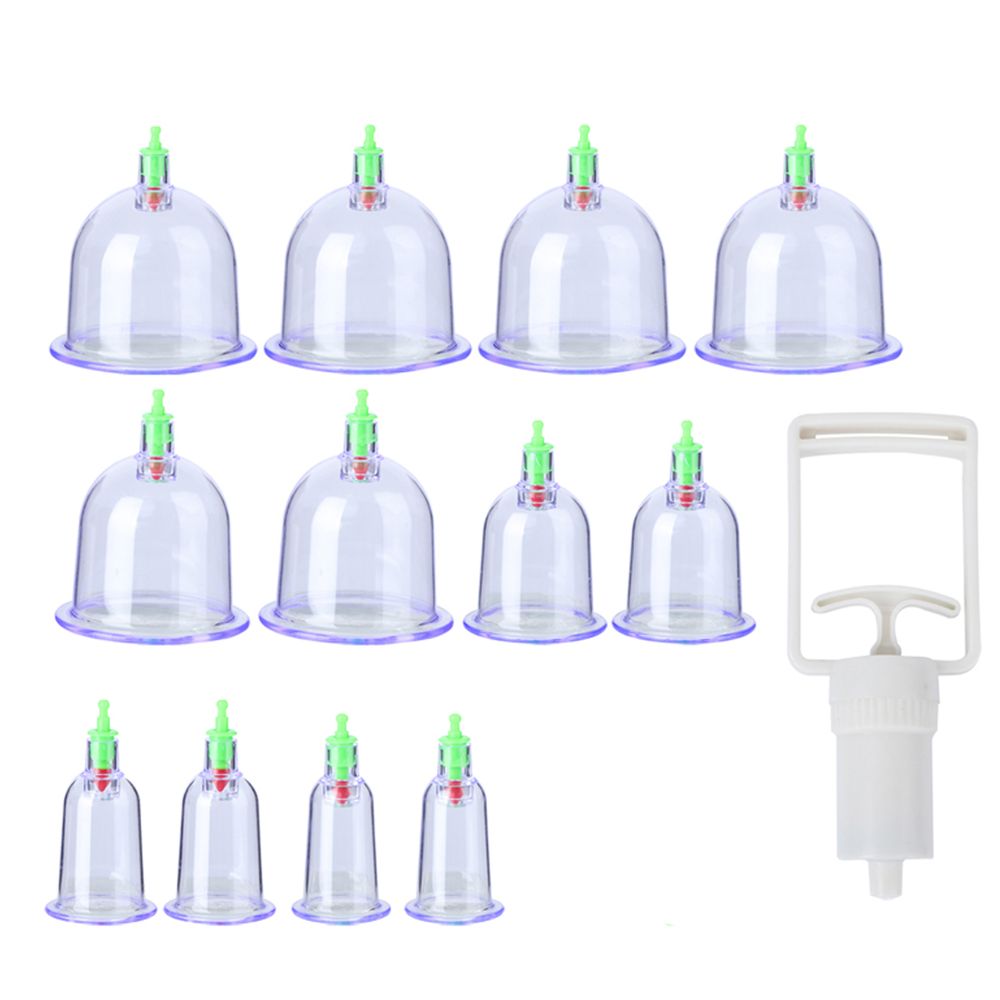12er Schröpfen Set mit Schröpfgläser aus Kunststoff mit Pumpe Hochwertige Vakuum Massage Vakuumpumpe Cupping Schröpfglas Anti Cellulite Cups Retoo