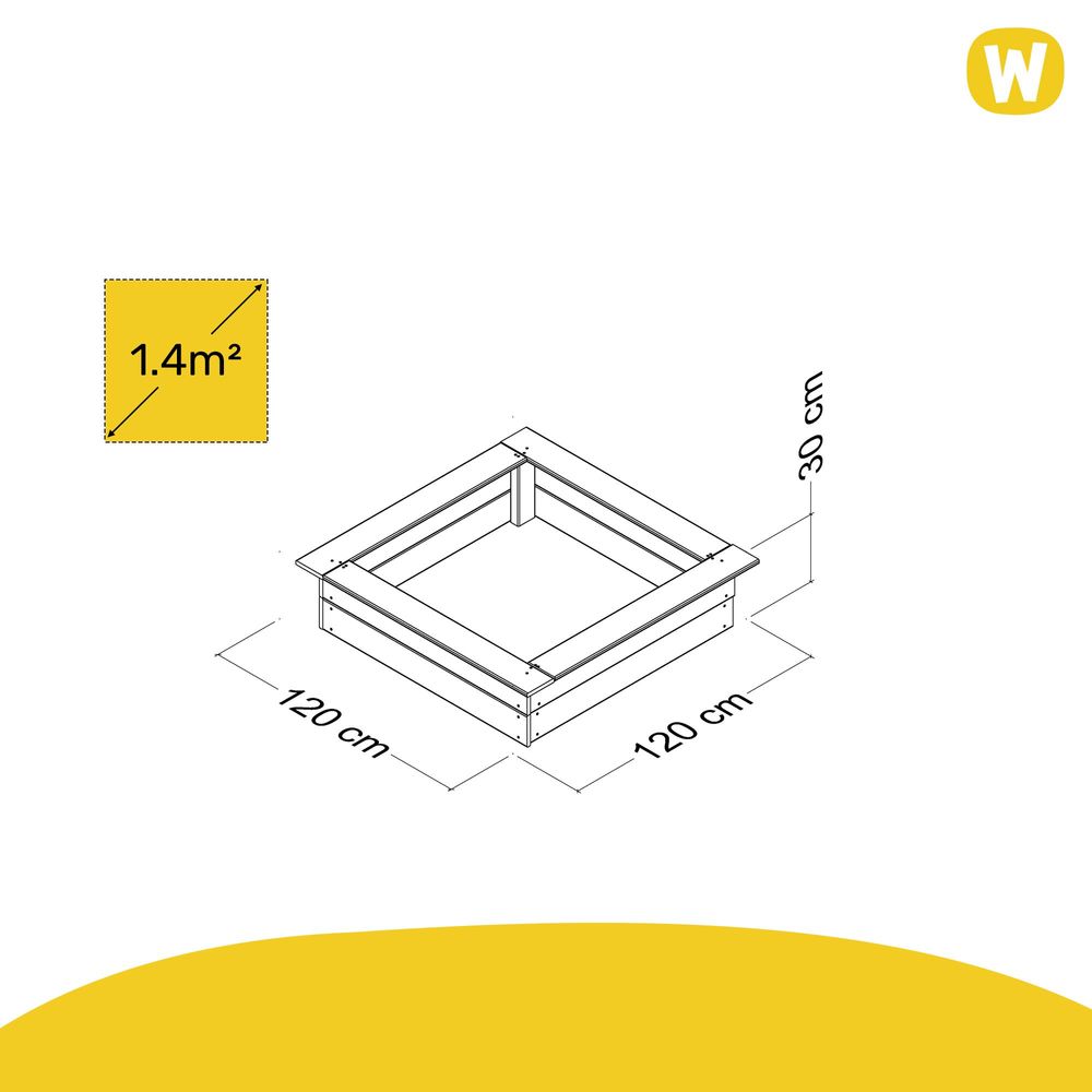 Sandkasten Wickey King Kong mit Sitzrand 120 x 120 cm