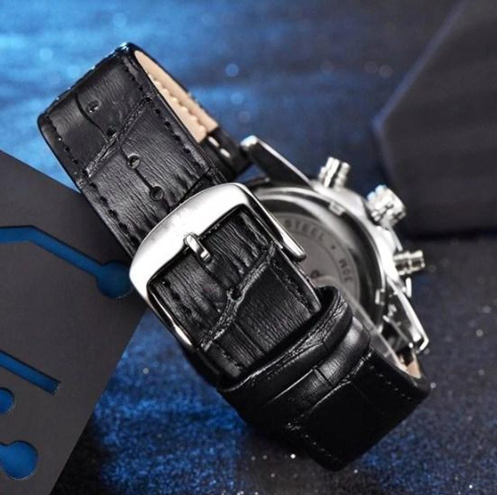 Lederarmband Für Smartwatch 22Mm Universal Schwarz + Federsteg