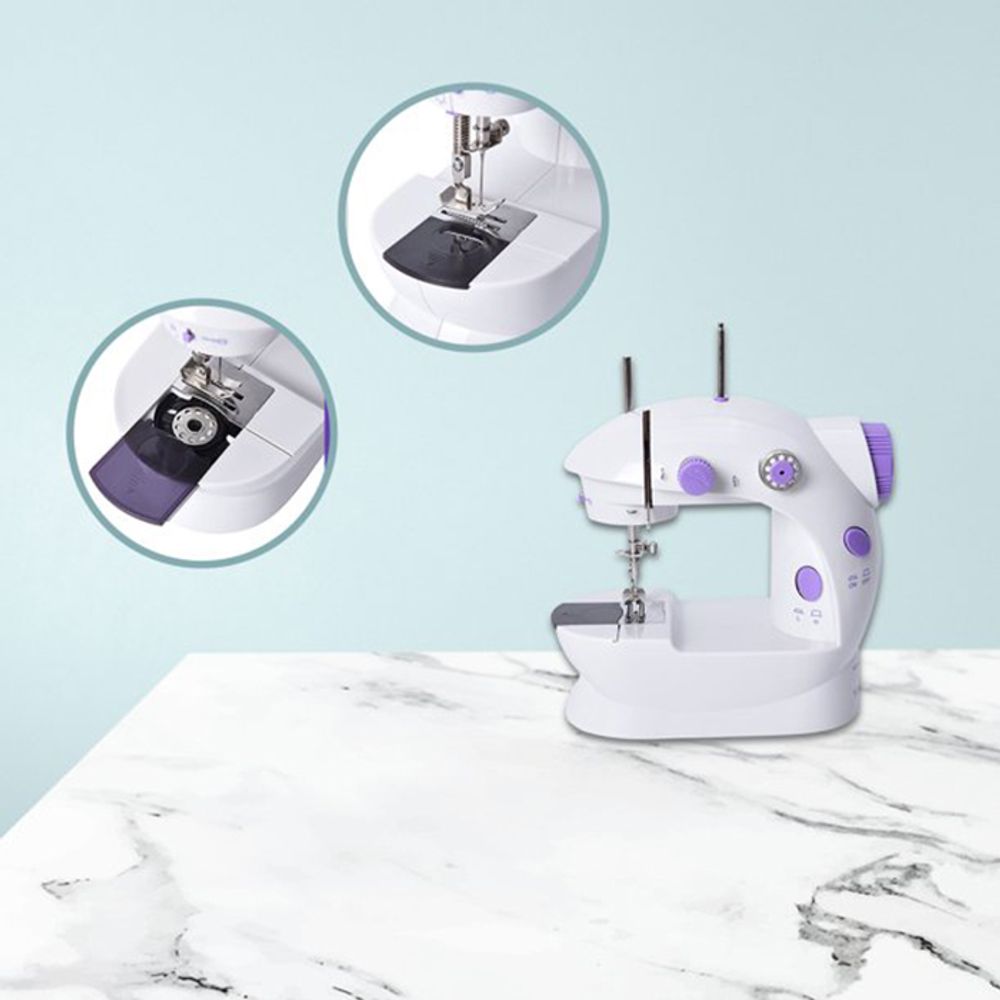 Elektrische Nähmaschine Tragbar Mini-Nähmaschine 2 Geschwindigkeit Mini und Reisenähmaschine Nähen Maschine Doppelgewinde Foot Pedal Fusspedal Retoo