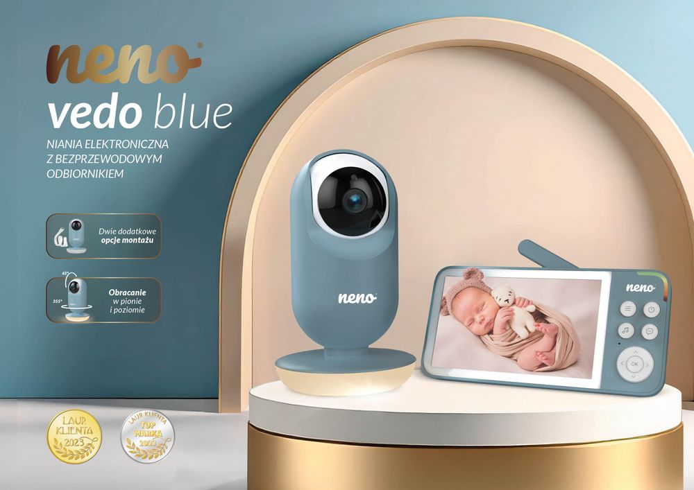 Neno Vedo Blue – elektroniczna niania z kamerą 5" i trybem nocnym