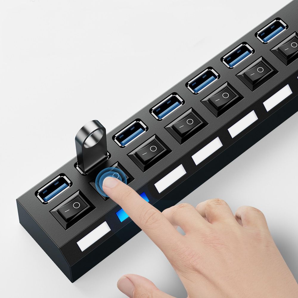 USB Hub einzeln schaltbar mit LED-Netzschaltern