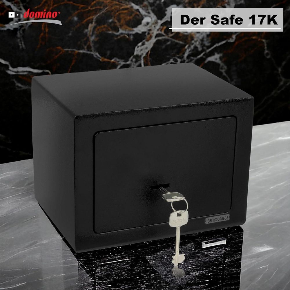 DOMINO Tresor Möbeltresor mit Schloss | Safe Geldschrank Boden-Wandtresor Wandsafe | Geldkassette Abschließbar | ink. 2 x Schlüssel | Stahl | Schwarz|