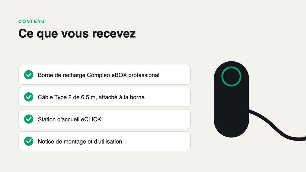 22 kW triphasé, avec câble Type 2 attaché de 6,5 m