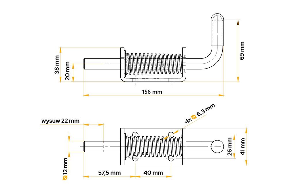 STEELPRESS ZB-08 Federriegel 156 mm Bordwandverschluss für Anhänger 600 kg