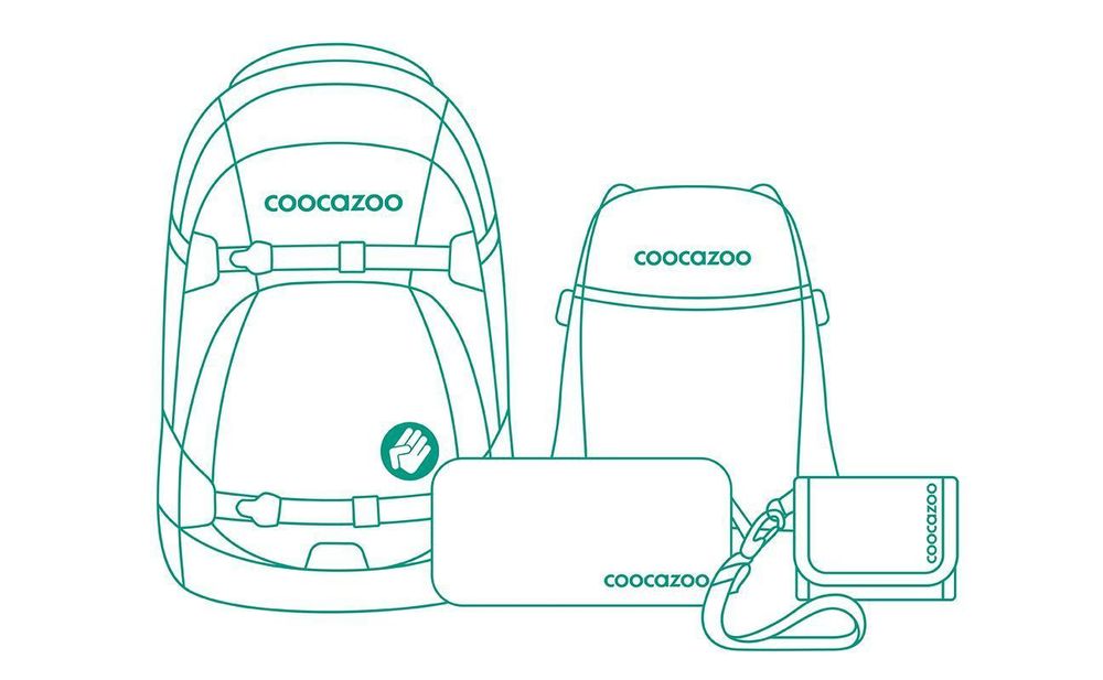 Das Bild zeigt den Inhalt eines Schulrucksack-Sets.