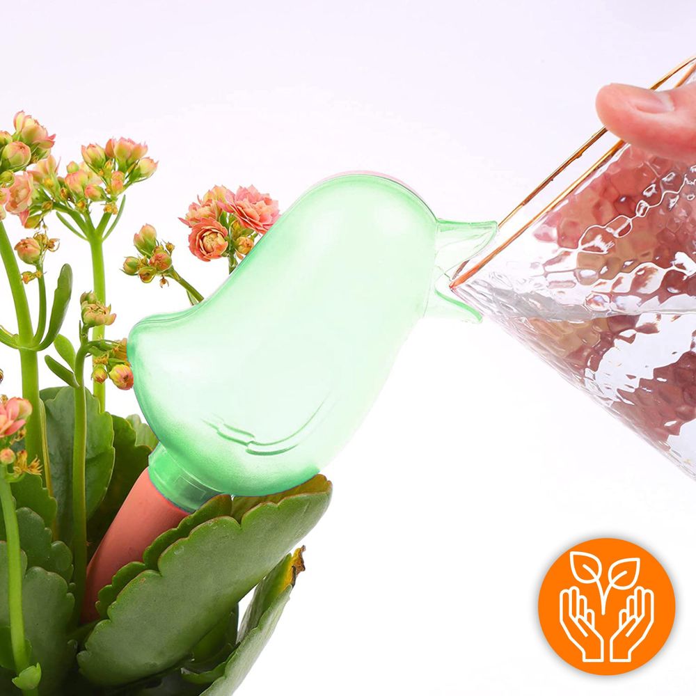 Automatischer Pflanzenbewässerer in Vogel-Form, Wasserspender für Topfpflanzen, Bewässerungskugel 80 ml, EVI HOME Green Bird, Grün