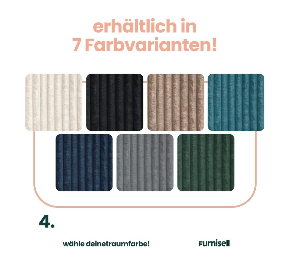 Furnisell Cord Schlafsofa Sofa mit Bettkasten "FANO", Dunkelblau
