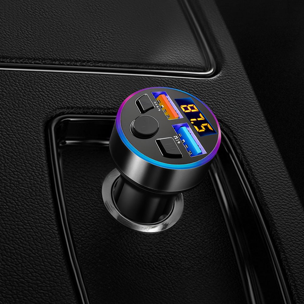 Bluetooth FM Transmitter für Auto USB Radio Adapter KFZ MP3 Freisprecheinrichtung mit QC 3.0 Dual Ladegerät Blau Leuchte Drahtloser Kfz-Empfänger Retoo