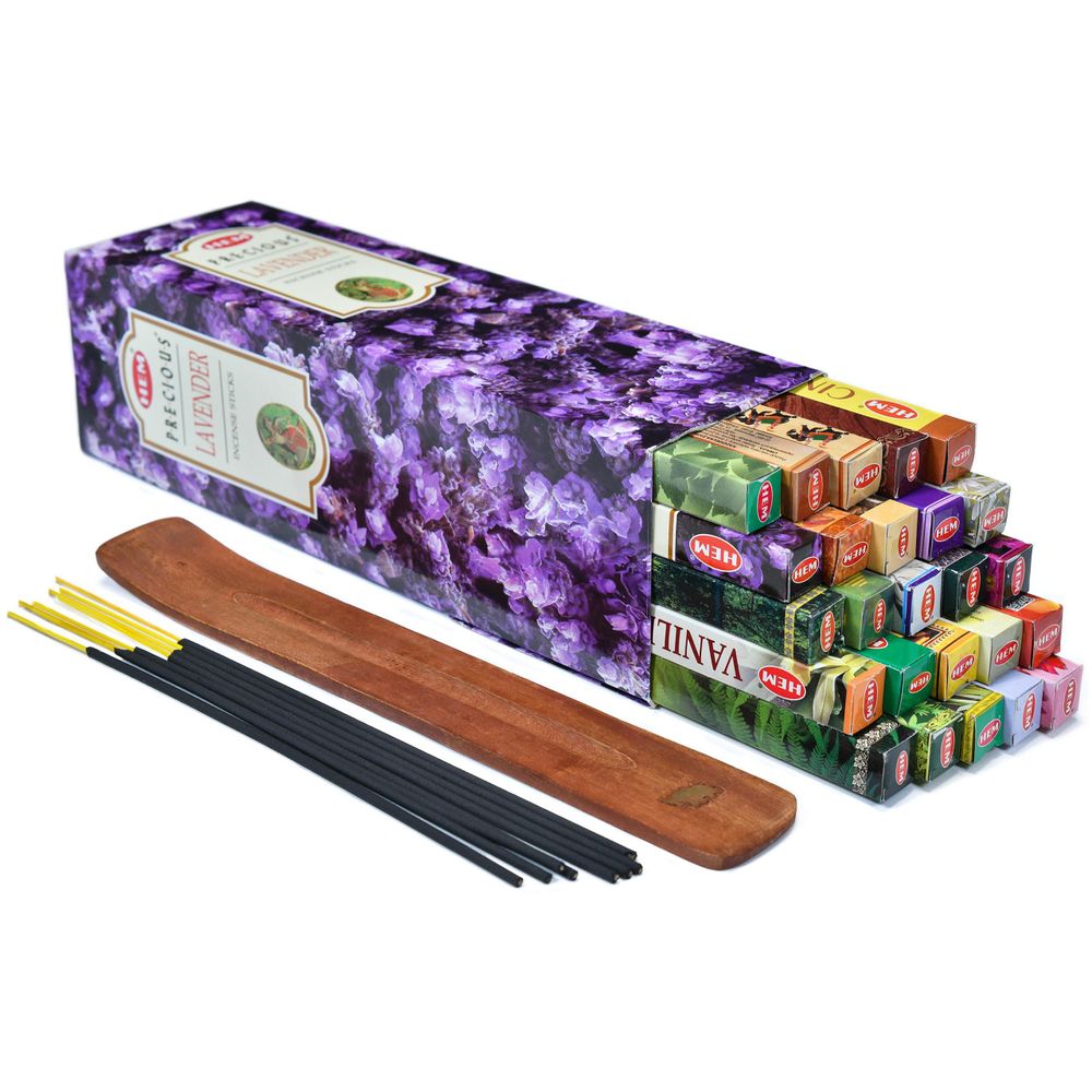 HEM - Räucherstäbchen Set 25 Düfte - Inkl. Elefanten-Halter - Natürliche Essenzen, Kräuter - Für Entspannung, Meditation - Handgefertigt