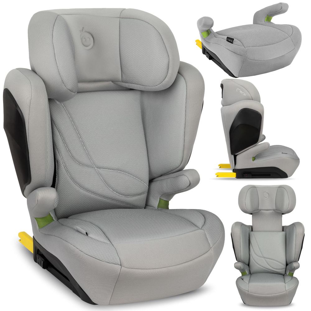 MoMi MEI – i-Size Kindersitz Gruppe 2/3 (100–150 cm, bis 36 kg) mit ISOFIX & 9-fach verstellbarer Rückenlehne – Grau