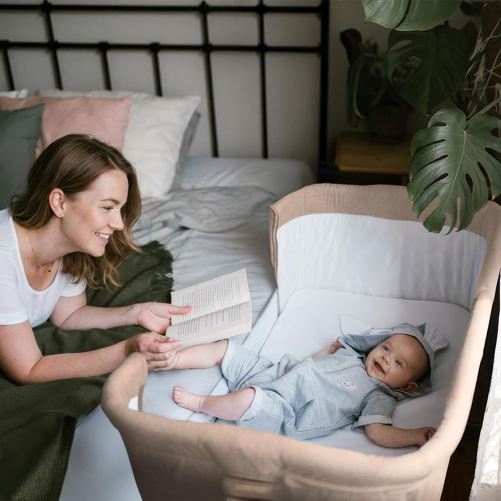 Kidwell NALI Beistellbett 2in1 – Höhenverstellbares Babybett mit Matratze, Rollen & Neigungsverfunktion Beige