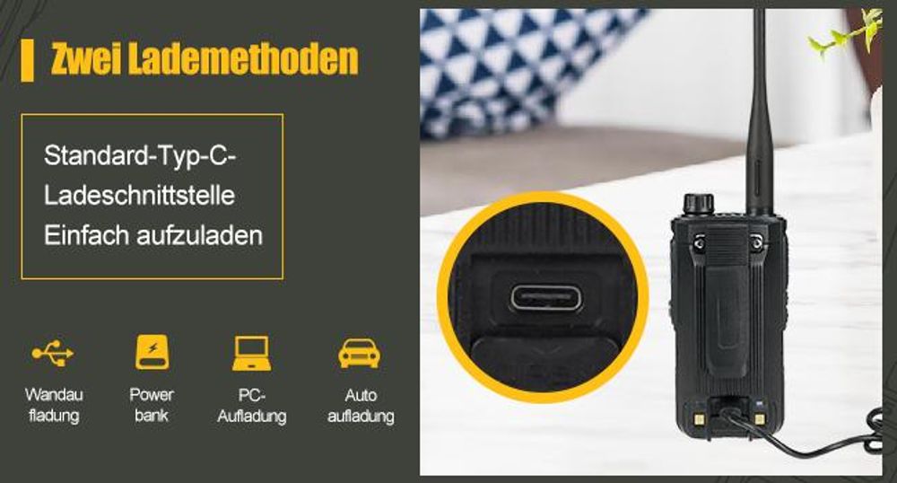 Retevis RA89 Amateurfunkgerät, Dualband Funkgerät, Unterstützung Chirp Amateurfunk, IP68, COMP, 1750hz, DTMF, VFO, Langstrecken,2500mAh Akku,Typ-C
