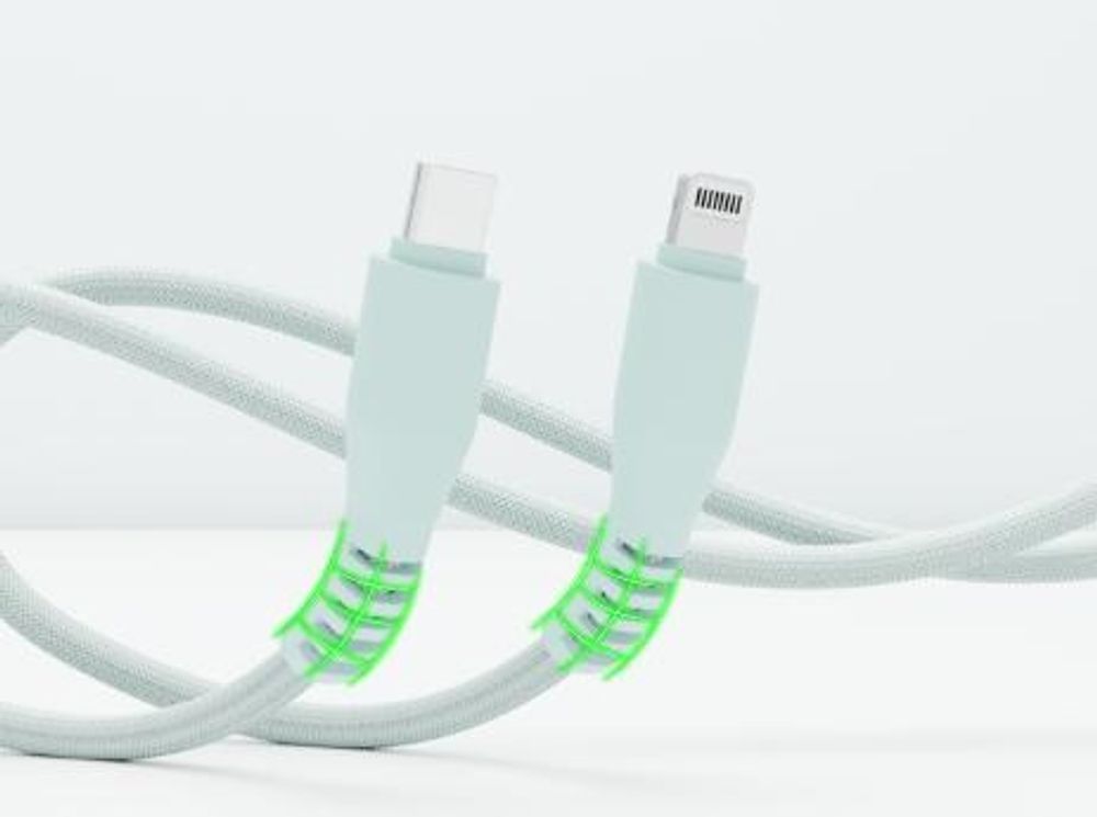 QUALO Nylon USB-C auf Lightning Kabel – 1,5 m, 2,4 A, Mintgrün QKN-CL-21 Schnellladekabel 12W
