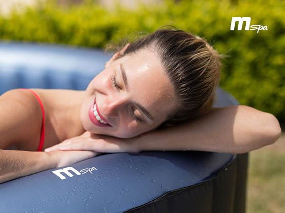 MSpa Whirlpool Comfort Bergen | 4 Personen Pool - In- & Outdoor Spa - 118 Massagedüsen - Fernbedienung - Aufblasfunktion per Tastendruck - 180x180 cm