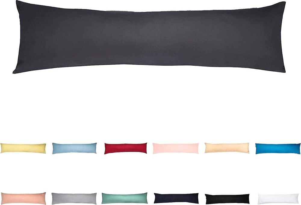 Seitenschläferkissen mit Bezug 40x145 cm Anthrazit - %100 Baumwolle - Schwangerschaftskissen - Pregnancy Pillow - Stillkissen - Kissen mit Kissenbezug