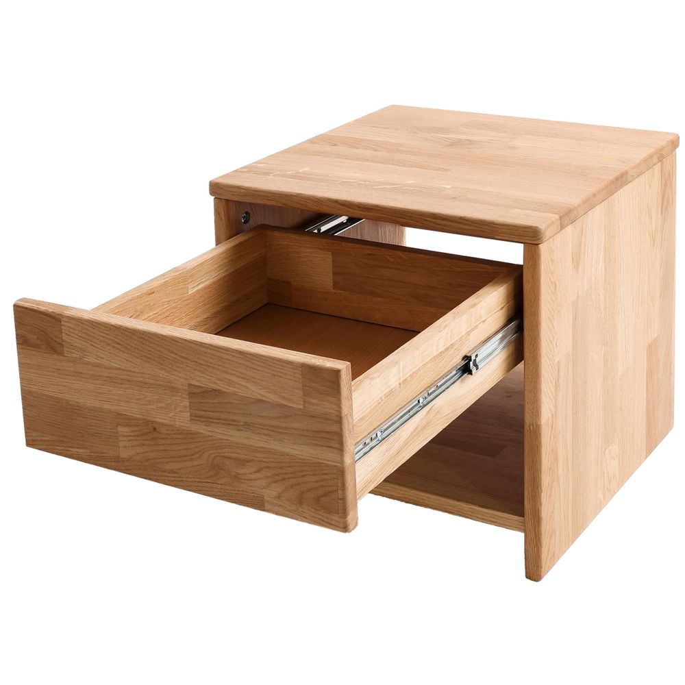 Holz-Nachttisch mit Schublade und offenem Fach