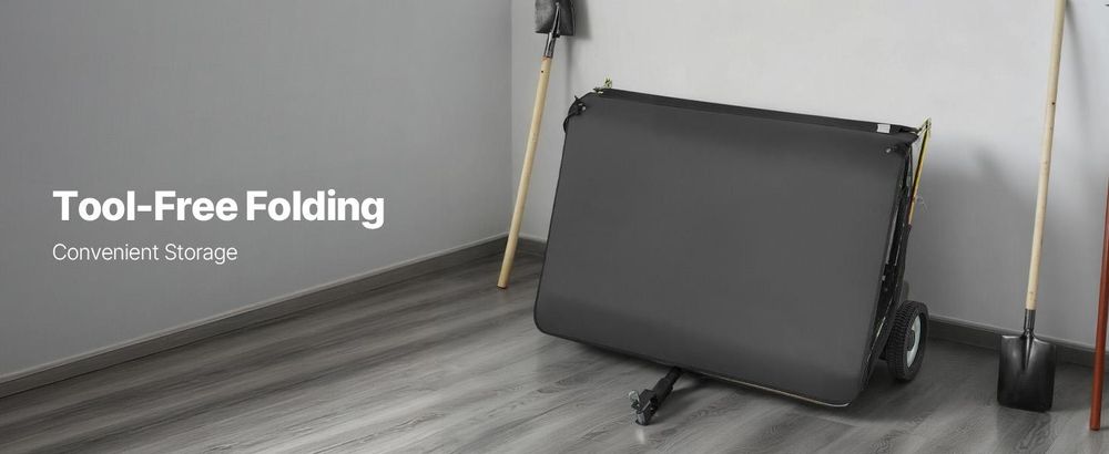 VEVOR 42-Zoll Rasenkehrmaschine zum Hinterziehen, 12 cu.ft. Große Anhängbare Graskehrmaschine, Robuster Laub- und Grasauffänger mit Entleerungsseil-Design, Einstellbare Kehrhöhe zum Aufnehmen von Abfällen und Gras, 174x142x71 cm