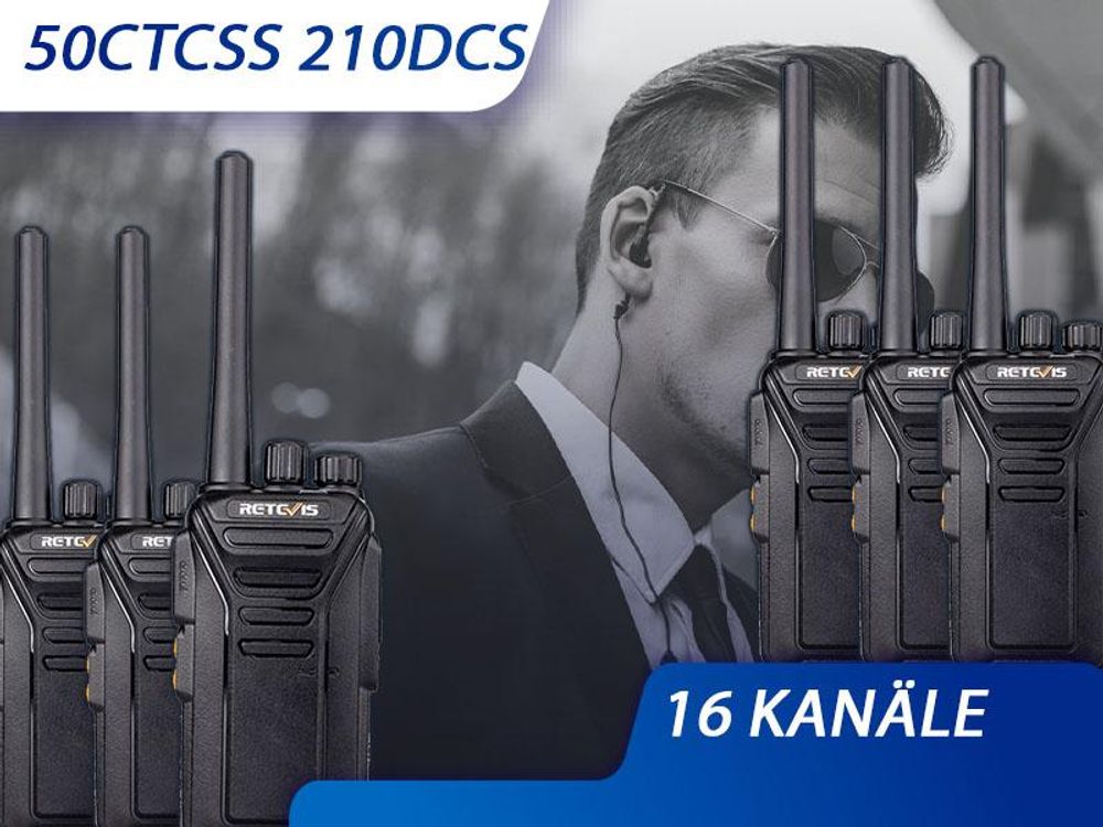 Retevis RT27 Funkgeräte, PMR446 Walkie Talkie mit 6-Wege-Ladegerät CTCSS/DCS, VOX, Lizenzfrei Wiederaufladbares für Baustelle, Sicherheit, Schule