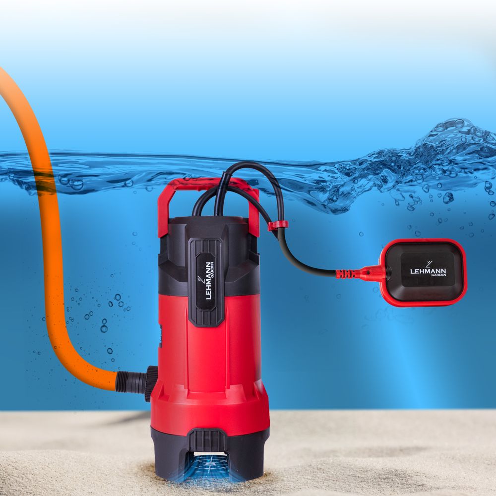 LEHMANN Garten Tauchpumpe mit Integriertem Schwimmer 750W, 20000 l/h, Ø35 mm Partikel