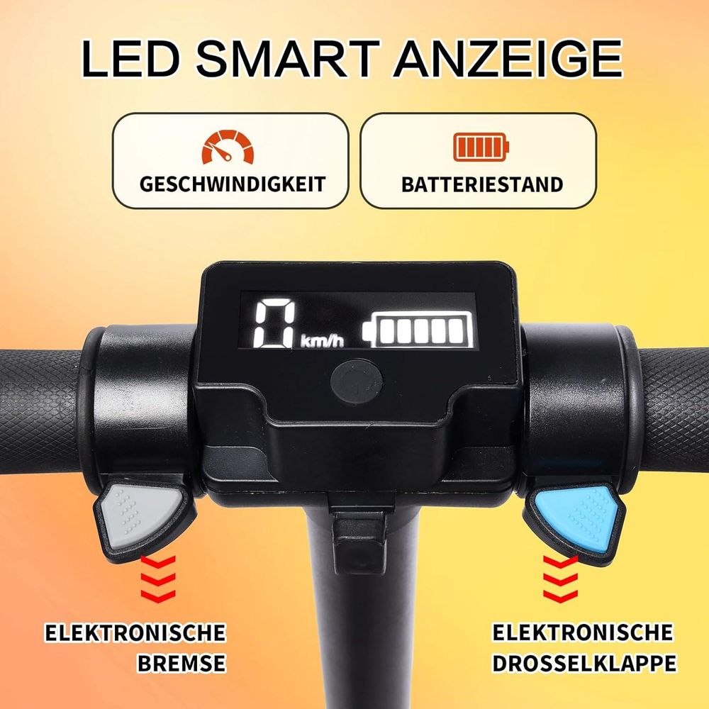 Elektroscooter S5 Blau Für Kinder mit bunten LED-Lichtern und Federdämpfung, Klappbar Elektroroller Max. Geschwindigkeit 14KM/H, Max. Belastung 70KG, E Roller Geschenk für Kinder und Jugendliche