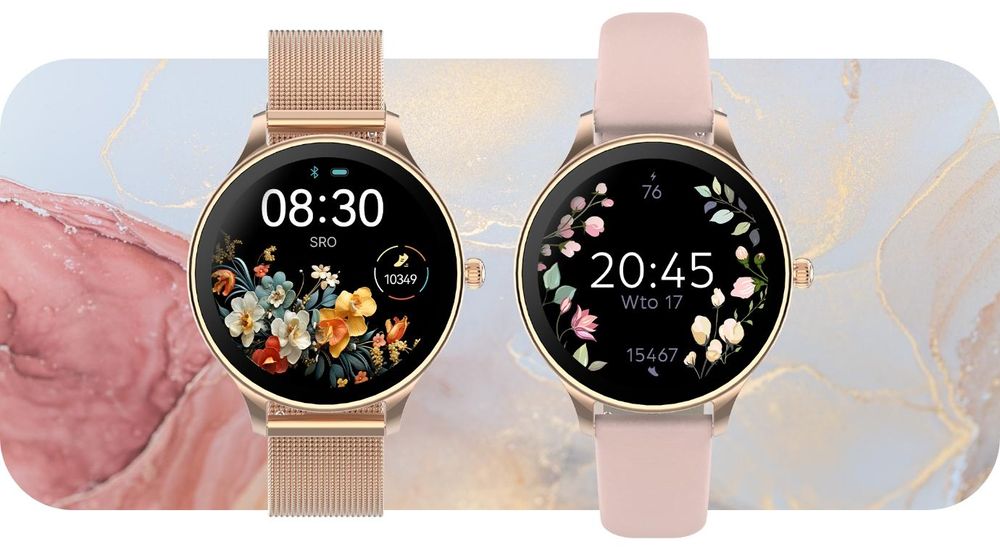 Forever smartwatch SB-306 rosegold, Smartwatch für Damen, 1,19", IP67, Wasserdicht, Pulsmesser, Schrittzähler, Aktivitätstracker, Fitness Tracker