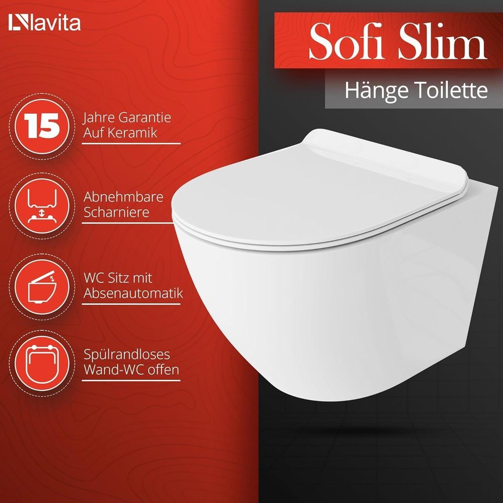 GROHE Vorwandelement Solido + Wand Hänge WC Sofi Weiß Spülrandlos + WC-Sitz SoftClose | Verchromter Knopf | Komplettset | Unterputz Spülkasten | Toilette Komplett Sett