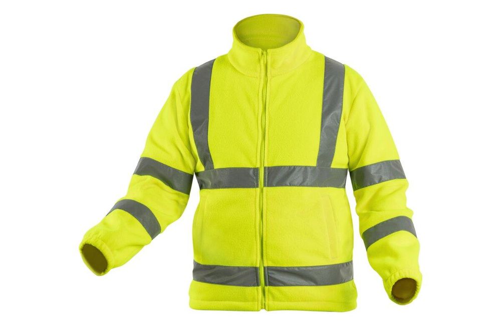 Warnschutz-Fleecejacke Herren gelb Gr. S Högert Technik, Kälte- und Windschutz – ALAND Arbeitsjacke Warnkleidung