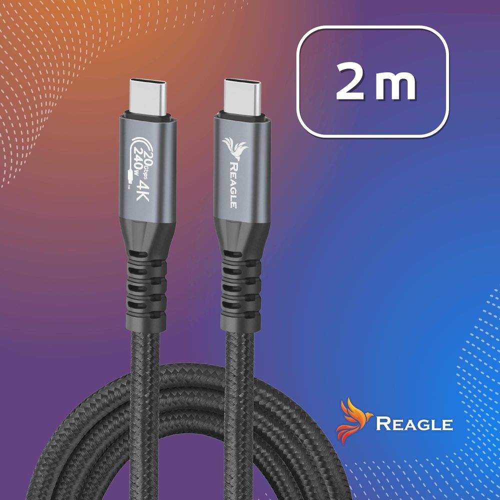 Kabel Usb-C -2M Schnellladung Pd 100W Usb 3.2 Typ C 10 Gbit/S 4K60Hz Superschnelle Datenübertragung Und Ladezeiten Reagle