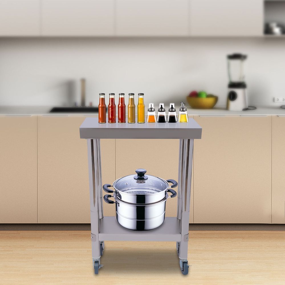 Küche Edelstahltisch  Gastronomie Küchentisch Arbeitstisch  Edelstahl  Zerlegetisch mit Räder Gastro Tisch  60*30cm