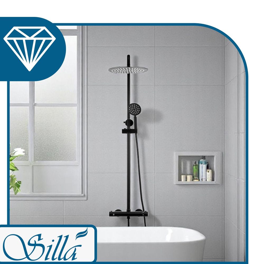 Duschset, Dusch, Dusche, Bad, Regendusche, Handbrause, Schwarz, Silla, Anti kalk