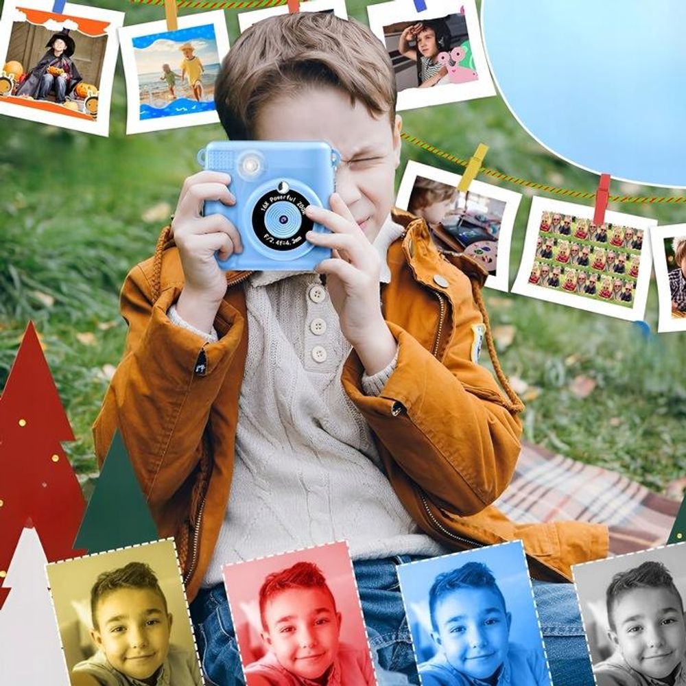 Digitale Sofortkamera Für Kinder Mit Drucker - 32Gb Karte - 14 Filme