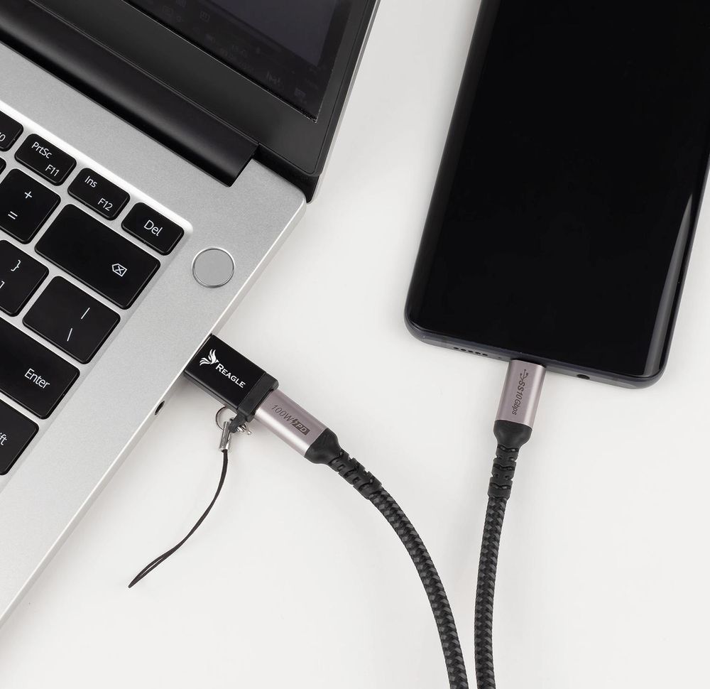 USB A zu USB C Adapter Reagle USB 3.2 Gen 2 Typ C Buchse auf USB A Stecker 10Gbps 100W PD Schnellladen OTG Konverter für Handy Laptop PC