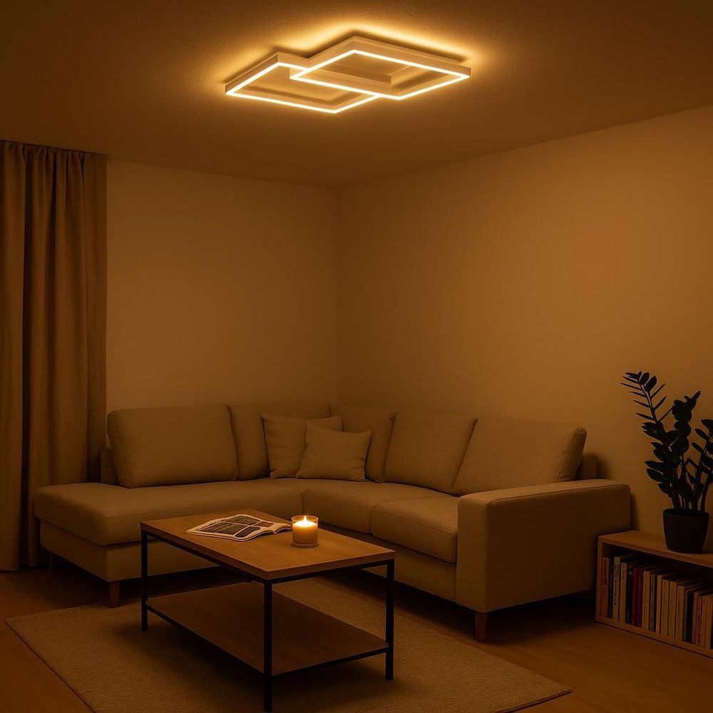 MasterLED Deckenleuchte – 42×30×6 cm – Weiß – Aufbau – smarte wohnzimmerlampe dimmbar mit Fernbedienung – LED Deckenleuchte Galaxis Polaris