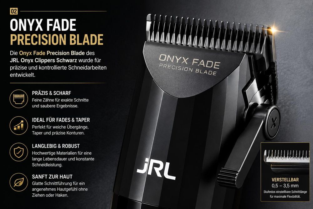 JRL Onyx Clipper Schwarz mit Onyx Fade Precision Blade
