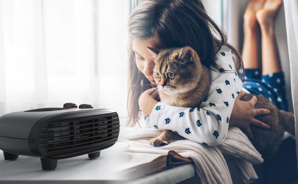 Brandson Heizlüfter 2000W, 2 Leistungsstufen, Thermostat, energiesparend, leise, Überhitzungsschutz, automatische Abschaltung, Grau