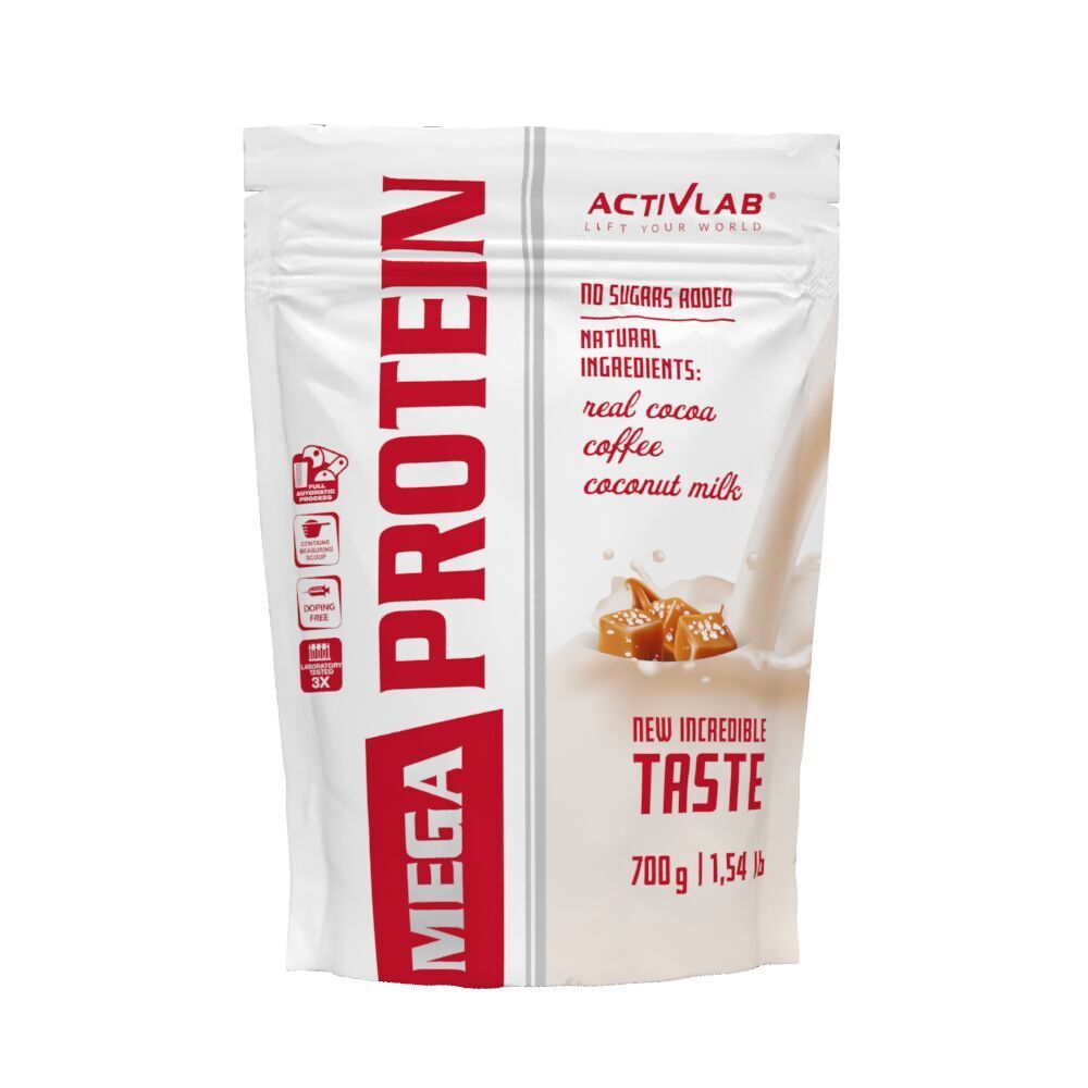 Mega Protein 700g, <b><b>białko</b> serwatkowe</b> z kreatyną i tauryną smak słony karmel Activlab