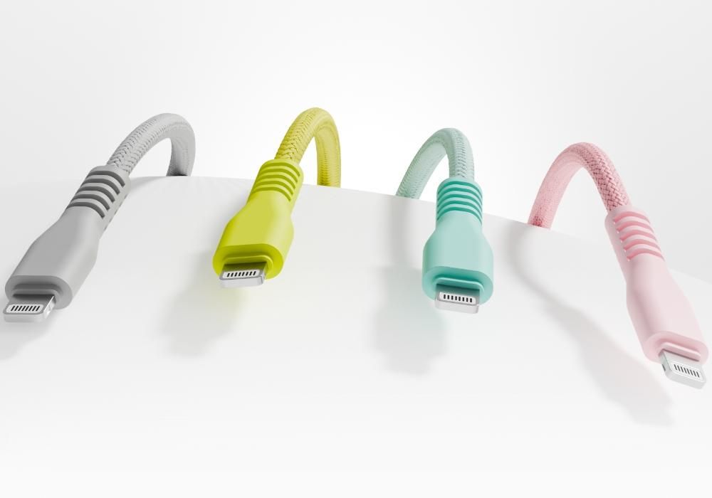 QUALO Nylon USB-C auf Lightning Kabel – 1,5 m, 2,4 A, Rosa QKN-CL-16 Schnellladekabel 12W