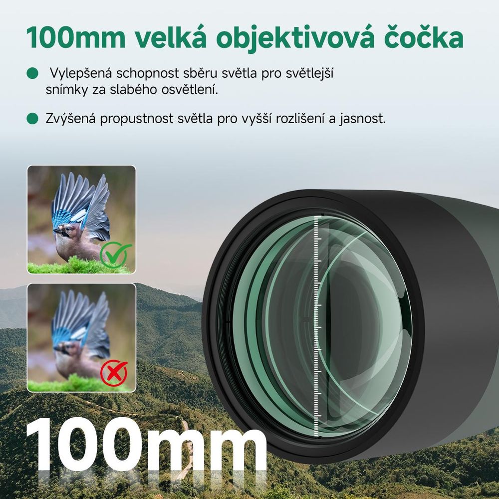 Svbony SV28 pozorovací dalekohled teleskop,25-75x100mm,monokular s HD BAK4 Porro hranolem FMC, Vhodný pro pozorování ptáků,střelbu a pozorování Měsíce