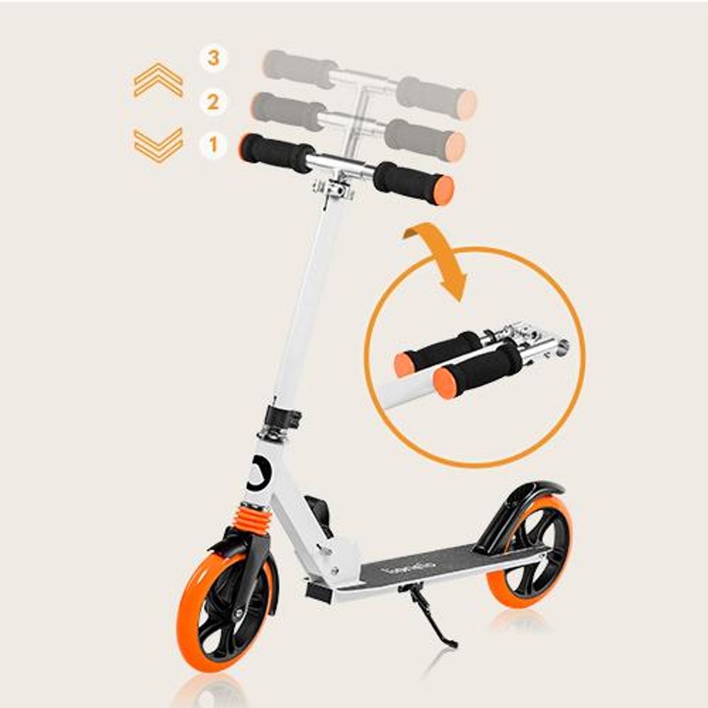 Lionelo Luca Roller Kinder Tretroller bis 100kg Räder 200mm Bremse zusammenklappbar Weiß