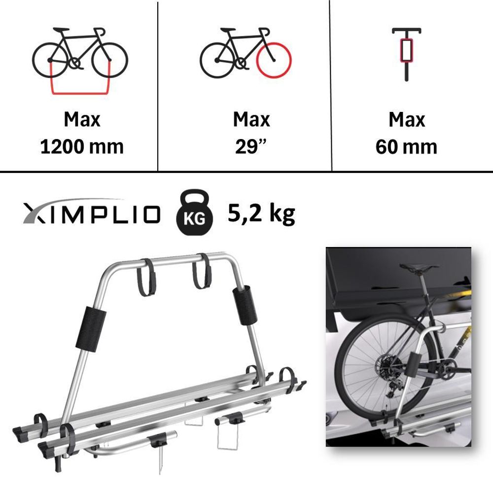 Fahrradträger Deichsel Wohnwagen Anhänger 2 Fahrräder E-Bike 40kg XIMPLIO