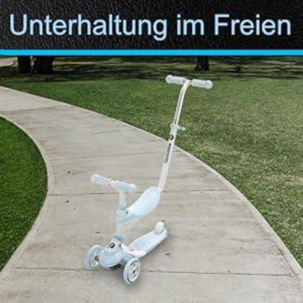 5-in-1 Kinderroller mit Schiebefunktion und Gummirädern, blau