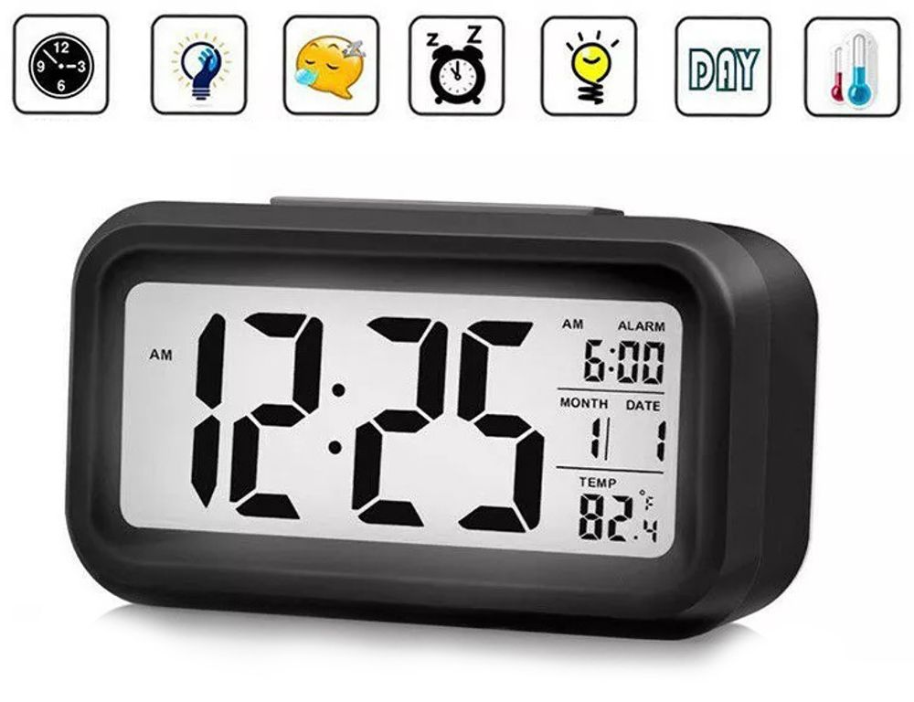 Digitaler Wecker LED Digital Digitaluhr Wanduhr Datum Temperatur 12h 24h USB 3D Alarm Clock Schlafzimmer Büro Dimmbar Zeit Uhr Schwarz Retoo