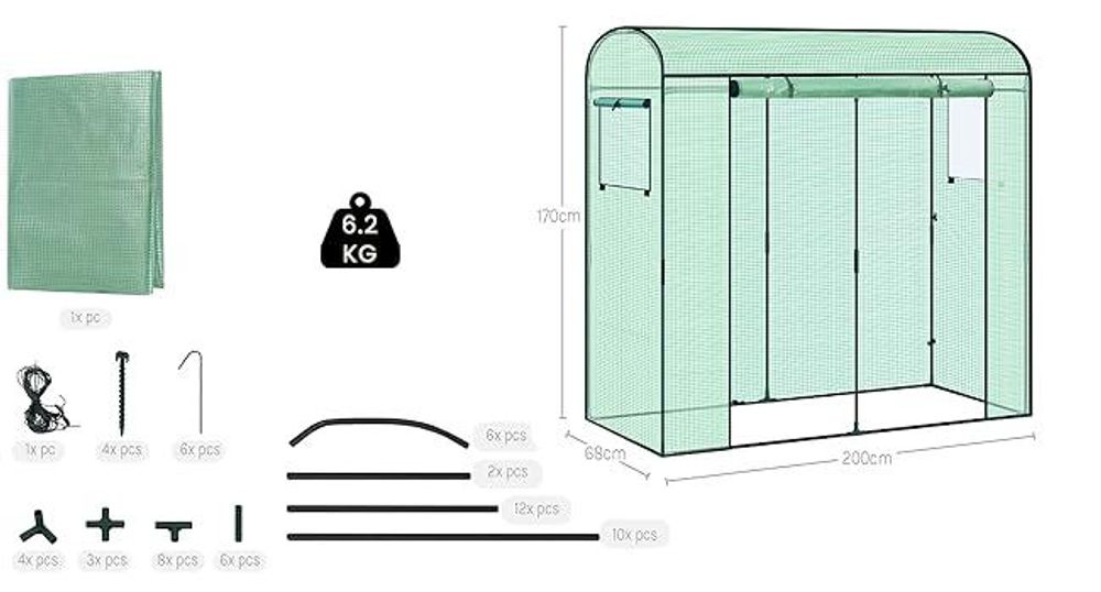 Woltu W0UETT0809, Gewächshaus, 680 mm, 2000 mm, 1700 mm