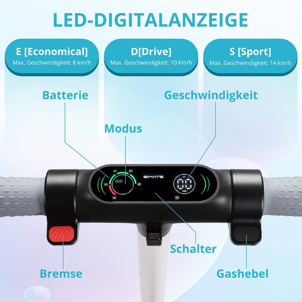 Elektroscooter S2 Blau Elektro Roller Für Kinder mit LED-Lichtern, Klappbar Elektroroller Für Kinder 6-12 Jahren, 130W, E Roller Kinder Geschenk
