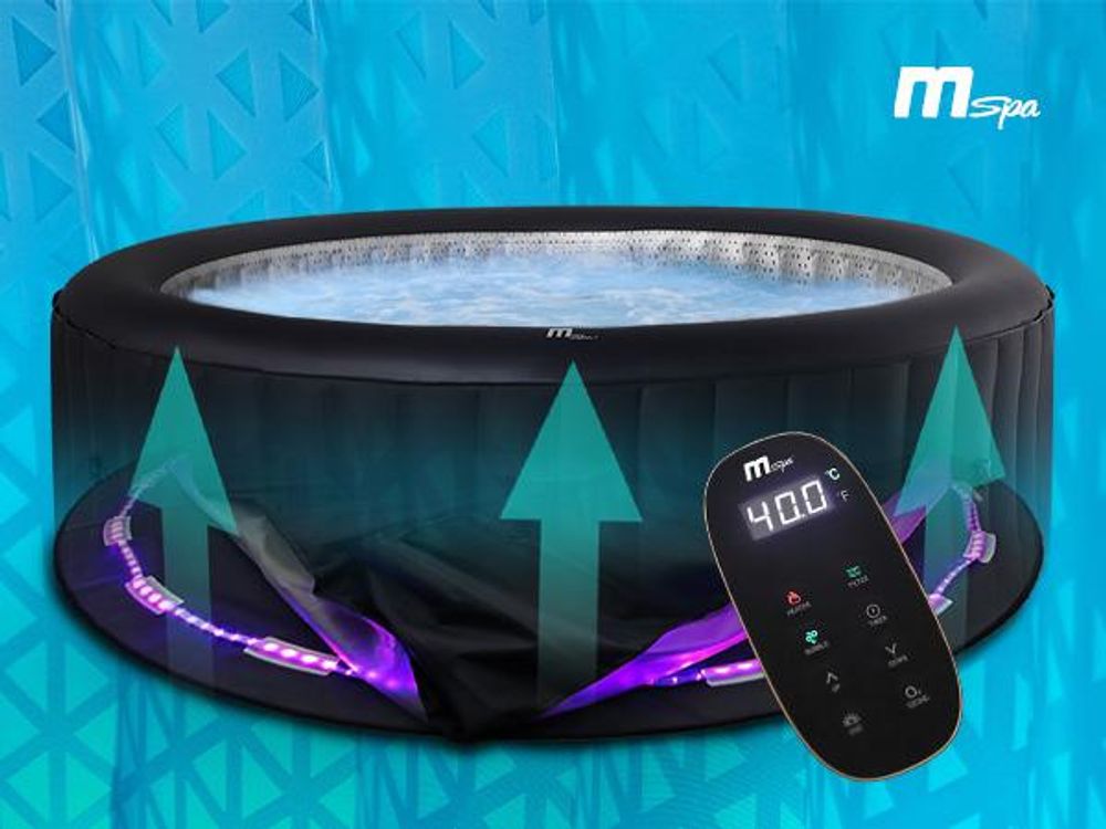 MSpa Whirlpool Urban Aurora | 6 Personen Pool - aufblasbar - UVC+ Filter - LED RGB Band -  Ozon-Desinfektion - Anti-Frost - mit Zubehör - 204 x 70 cm
