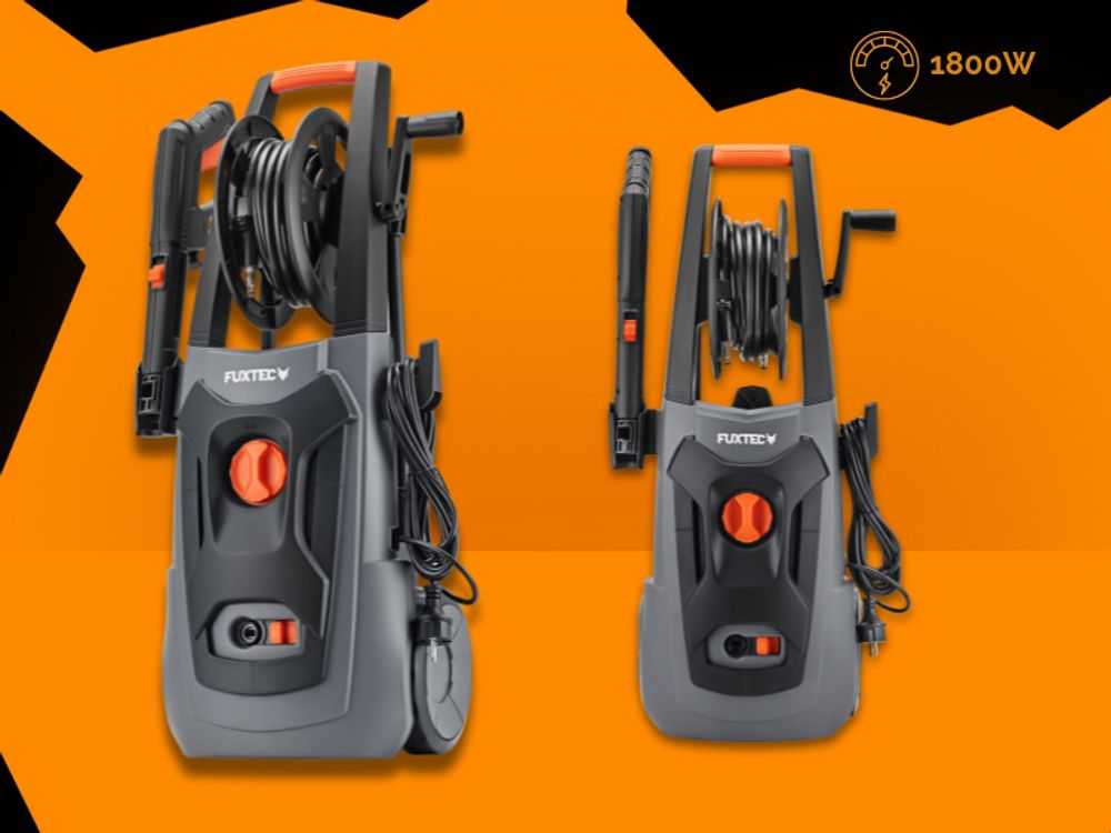 FUXTEC Hochdruckrreiniger FX-HDR1800 - 6m Hochdruckschlauch | 130 bar | Fördermenge 420l/h | 1800W, | verschiedene Sprühmuster | inkl. Zubehör